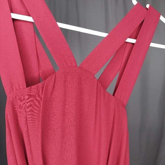 Torrid Sleeveless Strappy Empire Dress 00 M/L Sheer Chiffon Lined Midi Red Wine - Picture 7 of 7